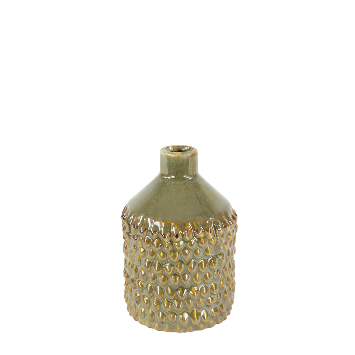 Blumenvase genoppt olive 13x9cm Keramik