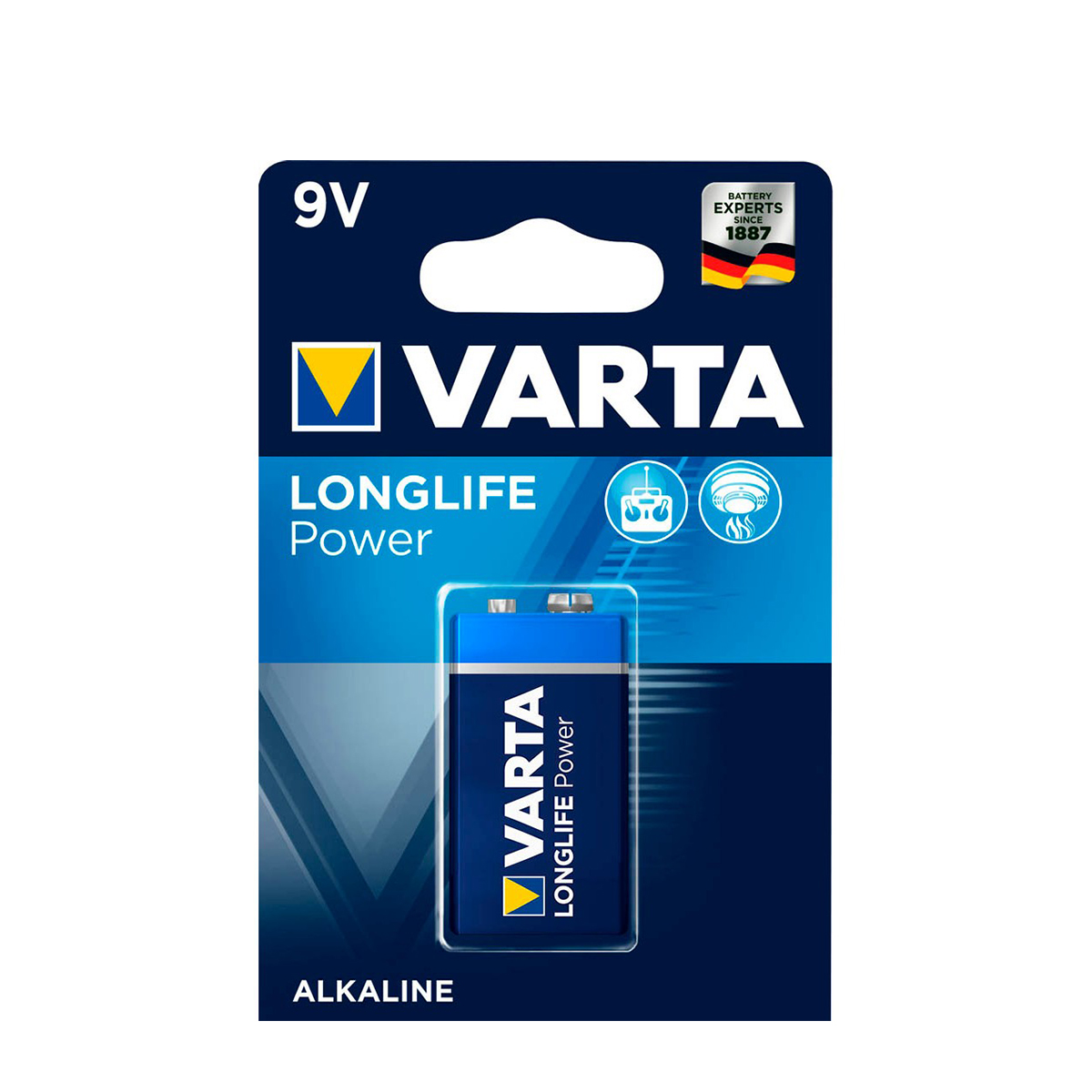 Varta Batterie, Alkaline, Longlife Power, 9 Volt Block, 1St. im Blister