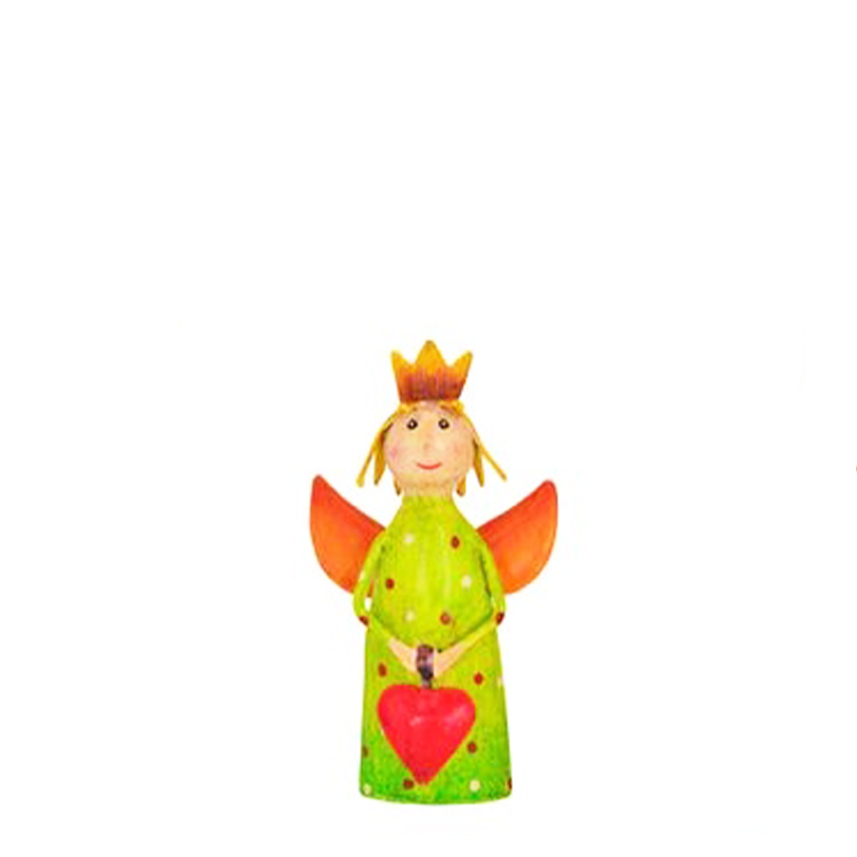 Zaunhocker Engel, Schutzengel mit Stern, grün getupft, 7x10cm, Metall