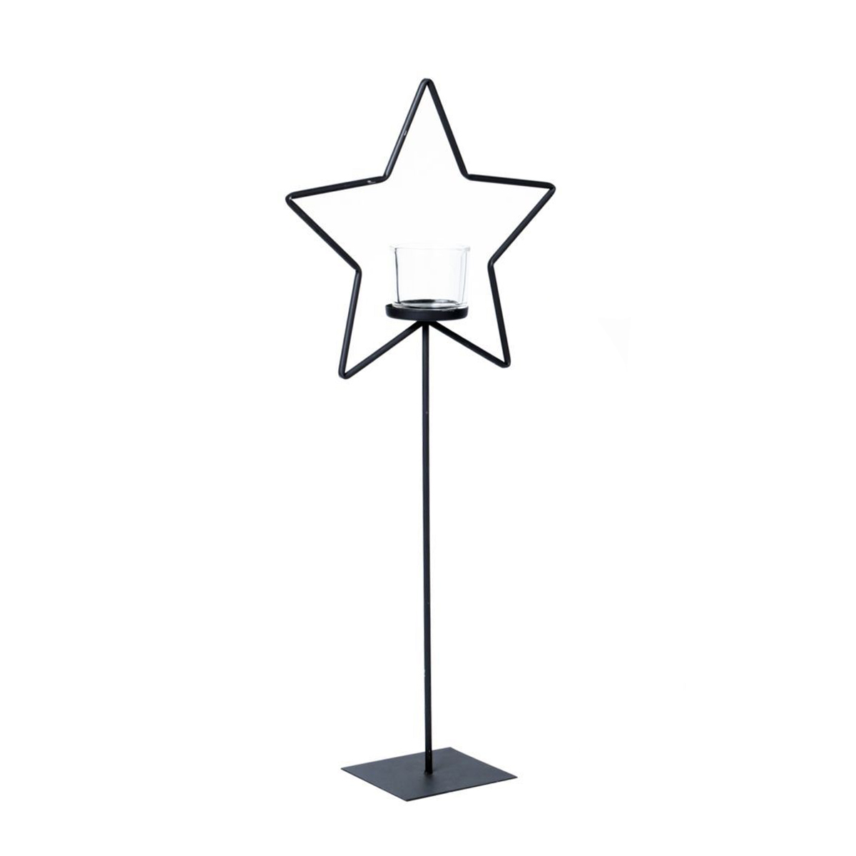 Eisen Windlicht Stern, Weihnachtsstern auf Metallständer, 80cm, WMG Grünberger