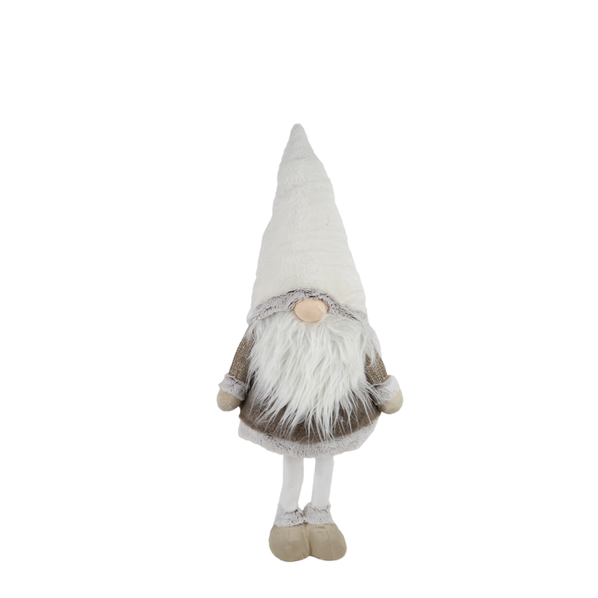 Deko Wichtel, Weihnachtswichtel mit weißer Mütze und langem Bart, 100cm