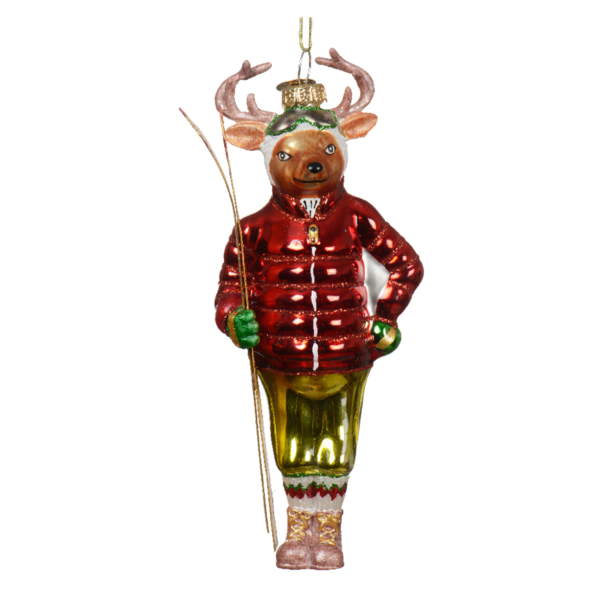 Baumschmuck Weihnachten, Rentier mit Ski, 14cm, Kaemingk