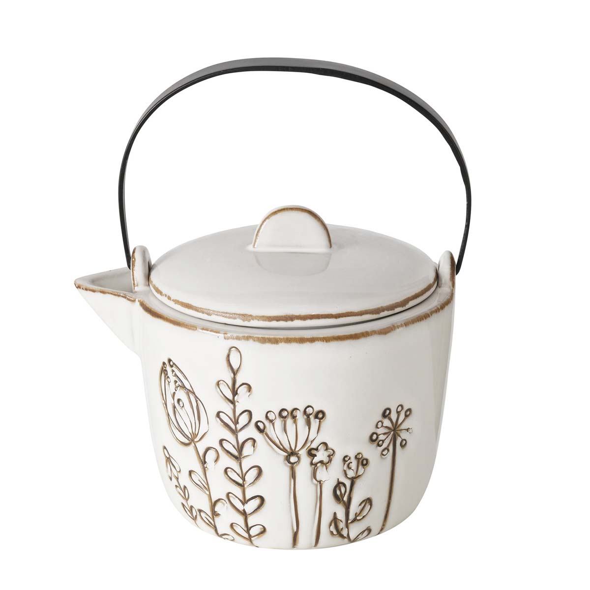 Teekanne Bloma, Teekanne mit Henkel und Blumendesign, 1200ml, Boltze Home Collections