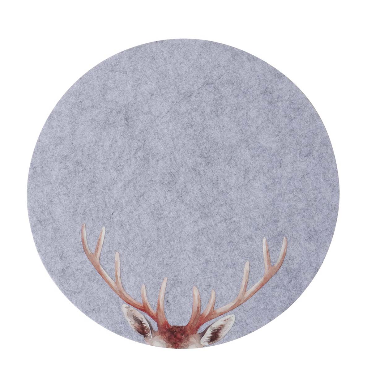 Filz Tischset Hirsch Aspen, Hirschgeweih, hellgrau, Ø38cm, Boltze Home Collections