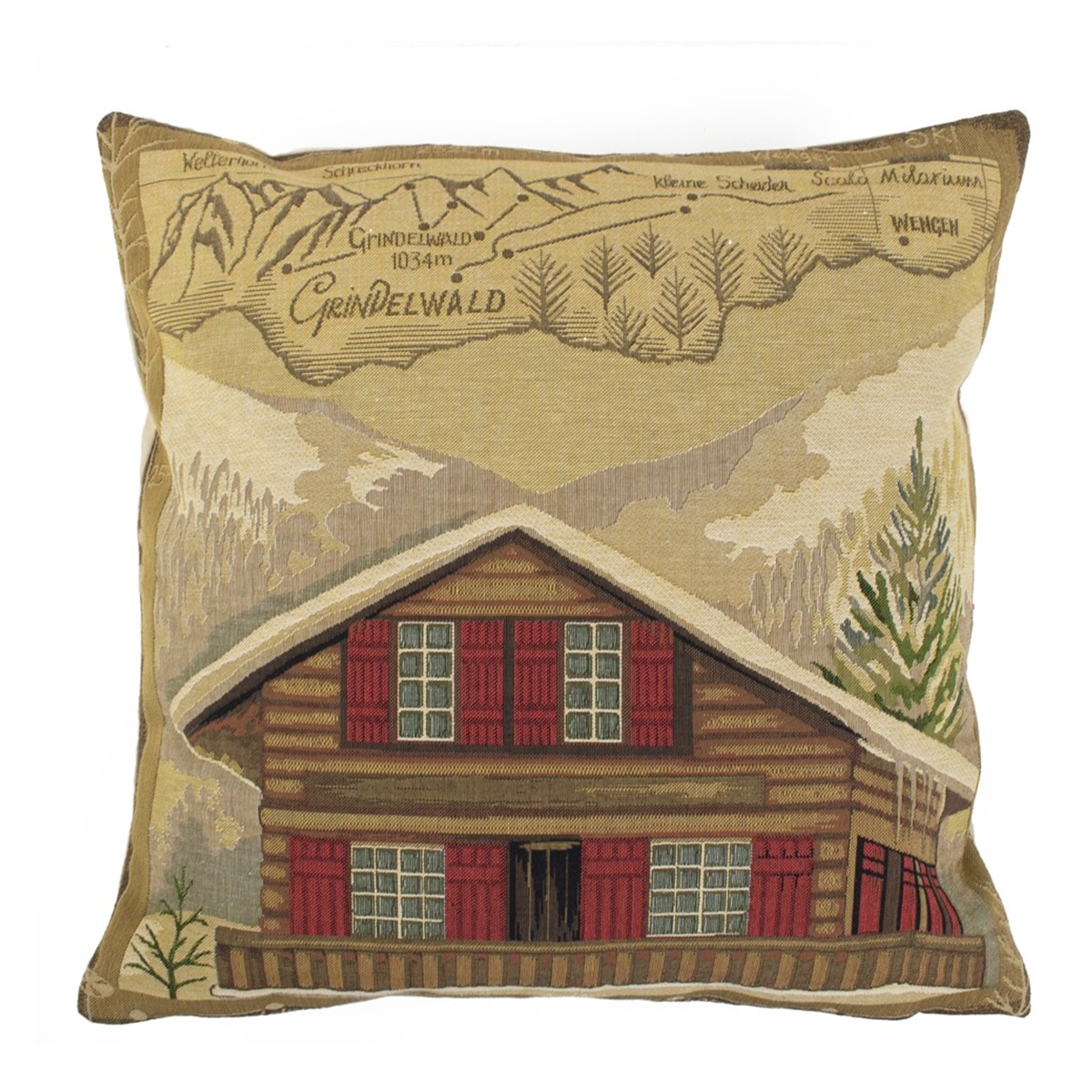 Gobelin Kissen, Chalet Grindelwald, 45x45cm, Mars & More