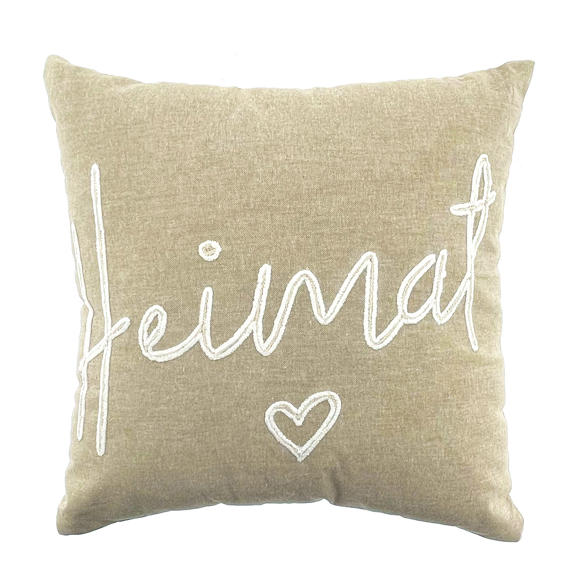 Kissen Heimat, Leinenkissen mit Herz, beige-weiß, 40x40cm