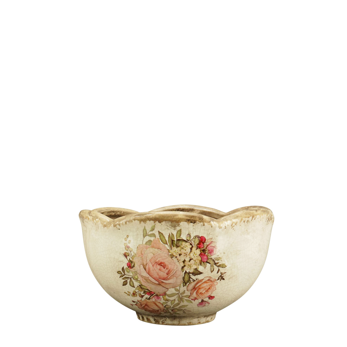 Steingut Schale, Rosen, 16x9cm