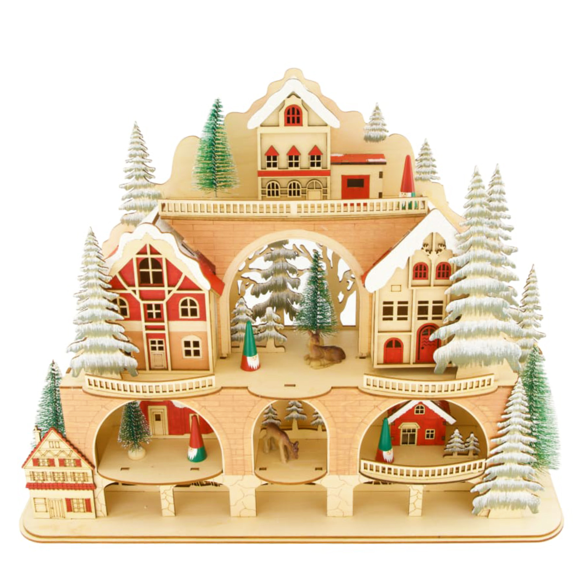 LED Weihnachtsdorf aus Holz, beleuchtet, 44x35cm, DIJK Natural Collections