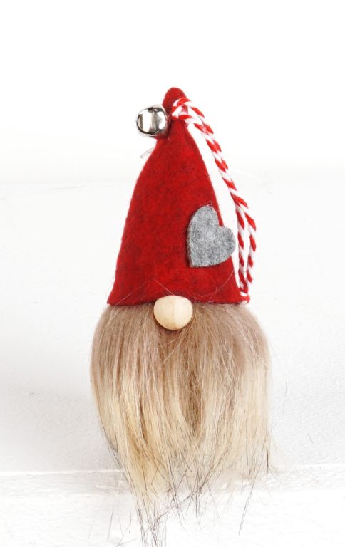 Wichtel "Peter", 9cm, rote Filzmütze, zum Hängen