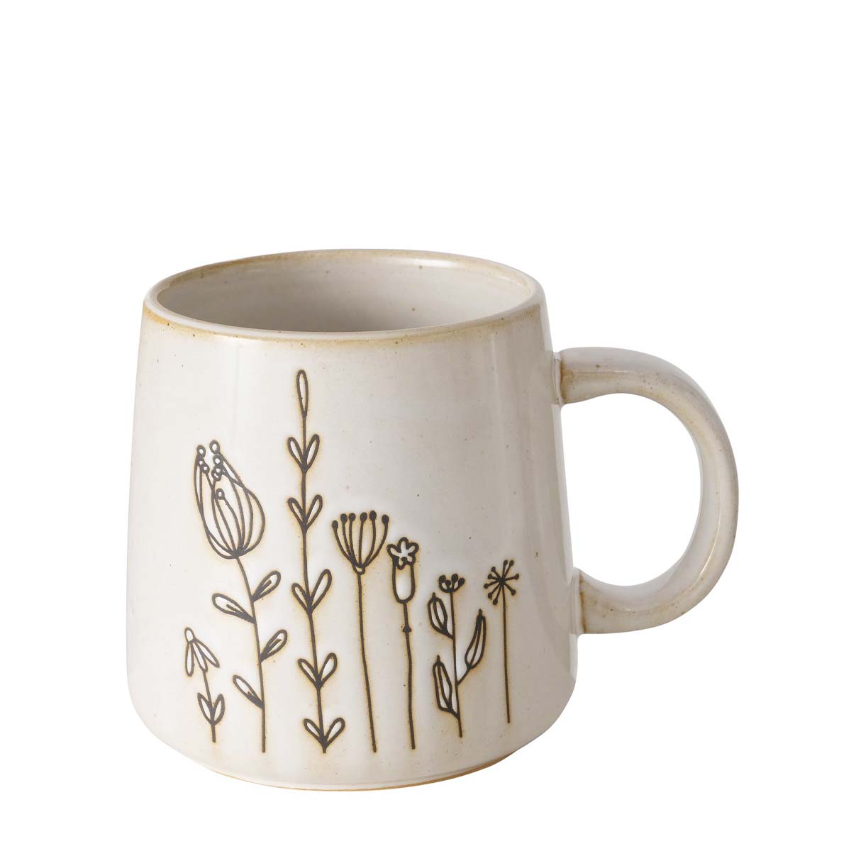 Becher Bloma, Keramikbecher mit Henkel und Blumendesign, 9x12cm, Boltze Home Collections