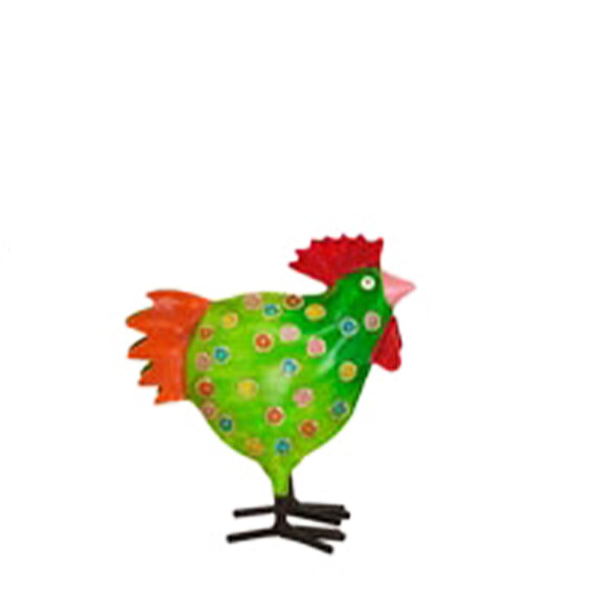 Deko Hahn, Metallhahn mit Punkte, grün, 16x16cm, Metall