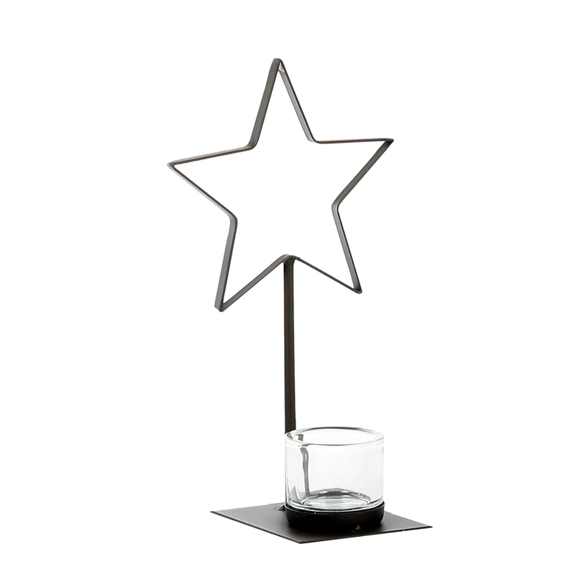 Metall Windlicht, Stern mit Teelichtglas, 30cm, WMG Grünberger