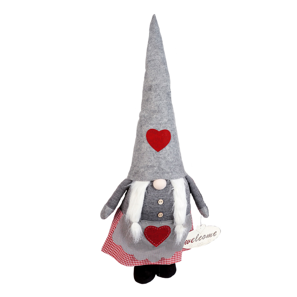 Wichtel "Mila", 50cm, stehend, graue Filzmütze