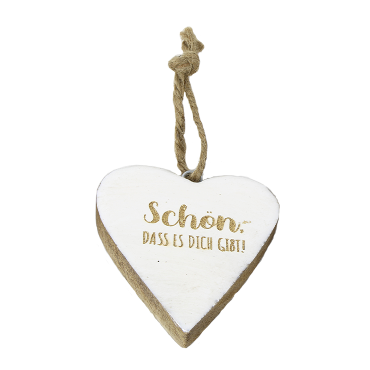 Deko Herz Schön, dass es dich gibt, Holzherz Emaille weiß, 8cm, Hänger