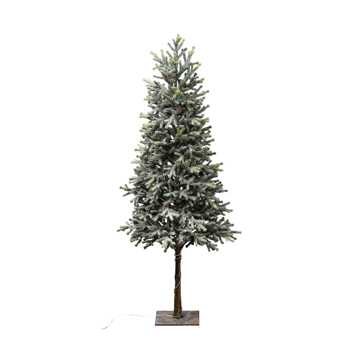 Deko Tannenbaum mit Zapfen, gefrosteter  LED Tannenbaum auf Eisenfuß, 42 LED, 98cm