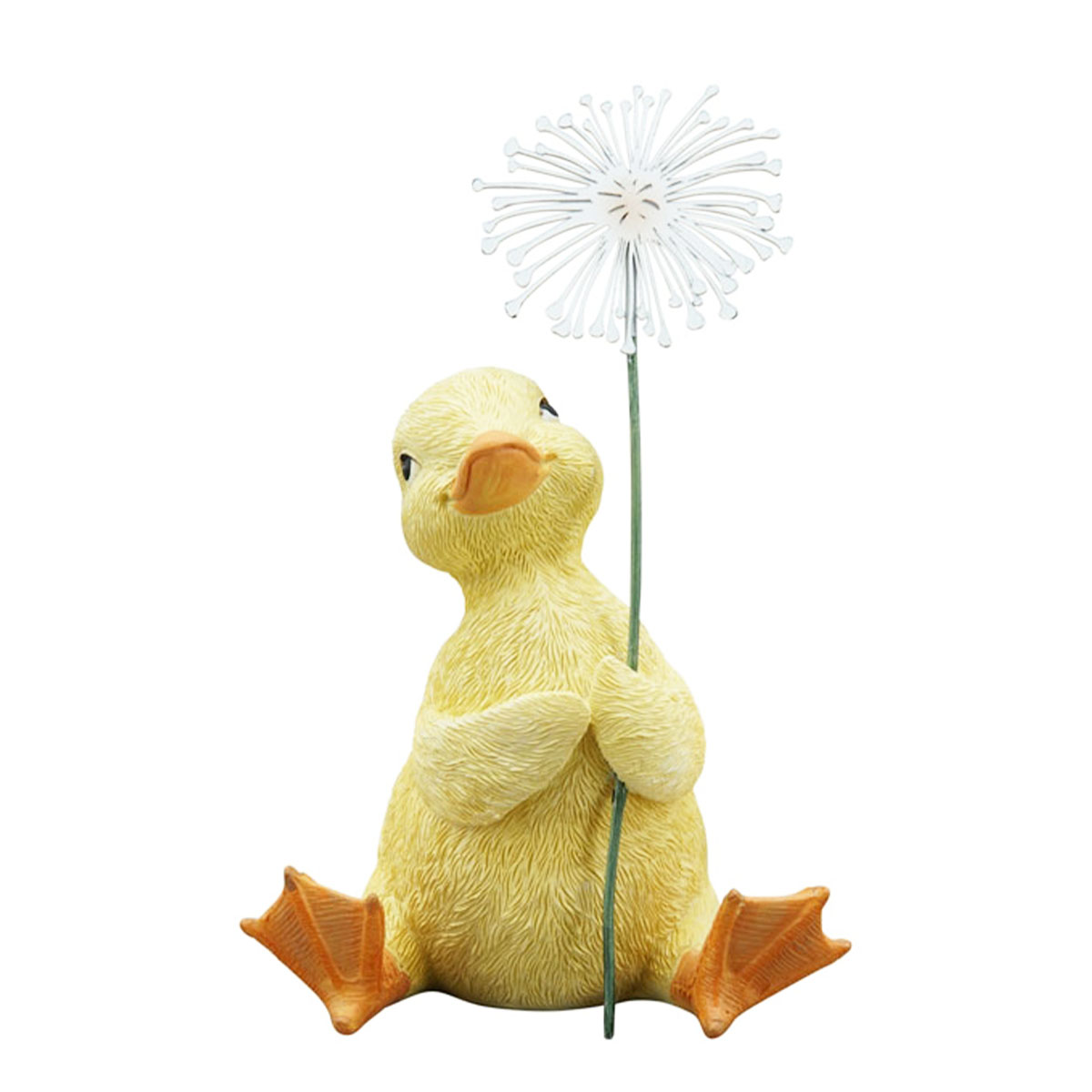 Deko Küken mit Blume, 14cm, Polyresin