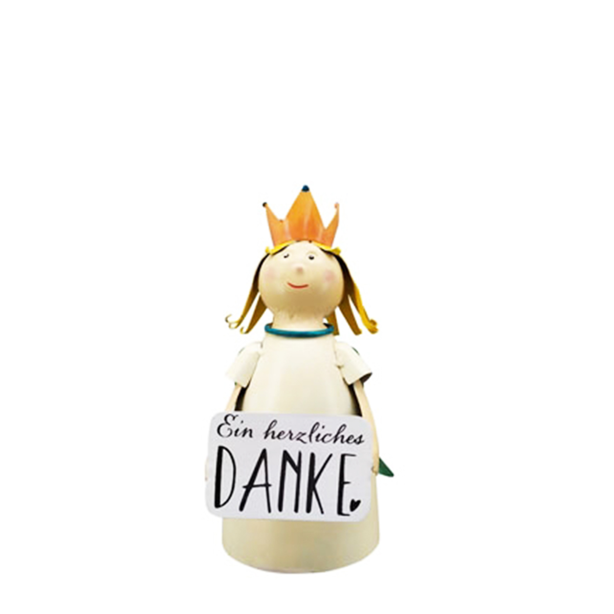 Zaunhocker Engel, Schutzengel mit Schild: Ein herzliches Danke, 11x21cm, Metall