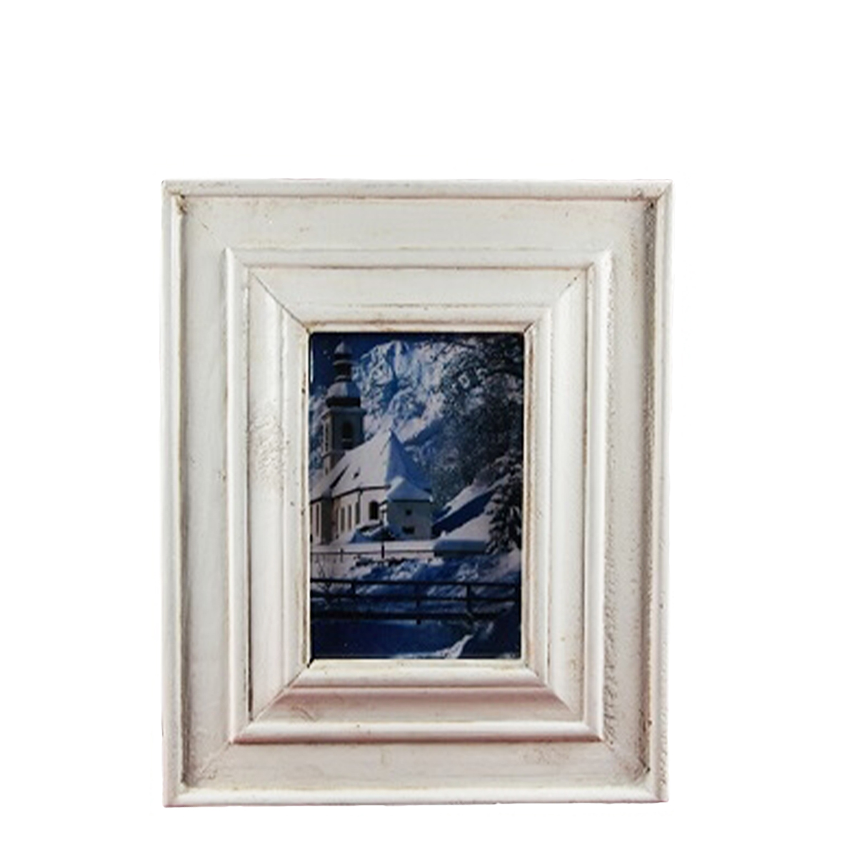 Holz Bilderrahmen, creme-weiß, used look, 10x15cm