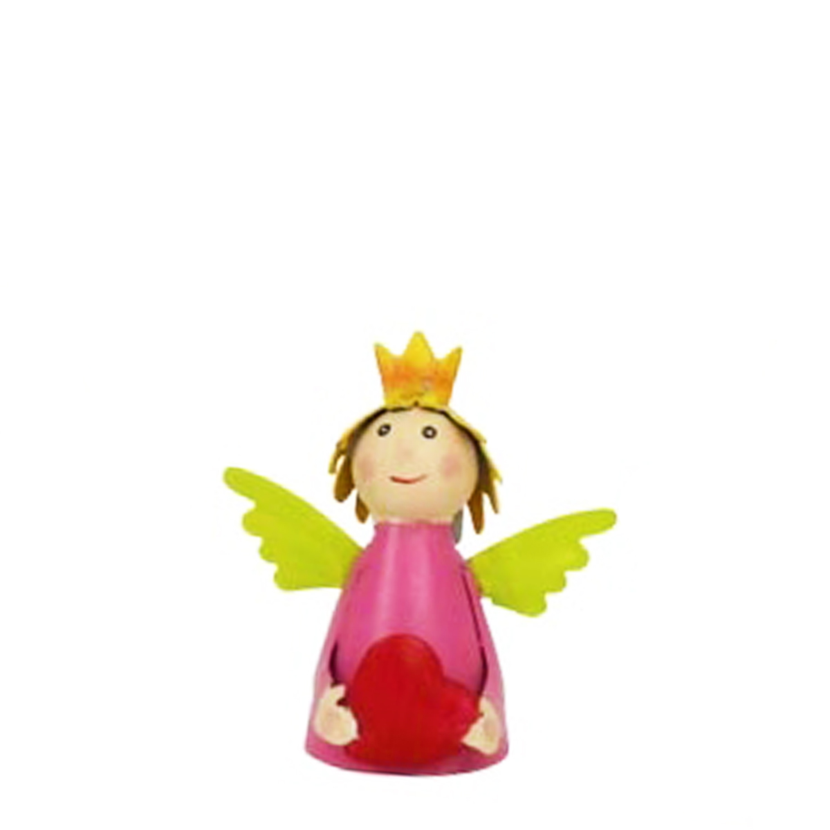 Zaunhocker Engel rosa, Schutzengel mit Herz, 8x9cm, Metall