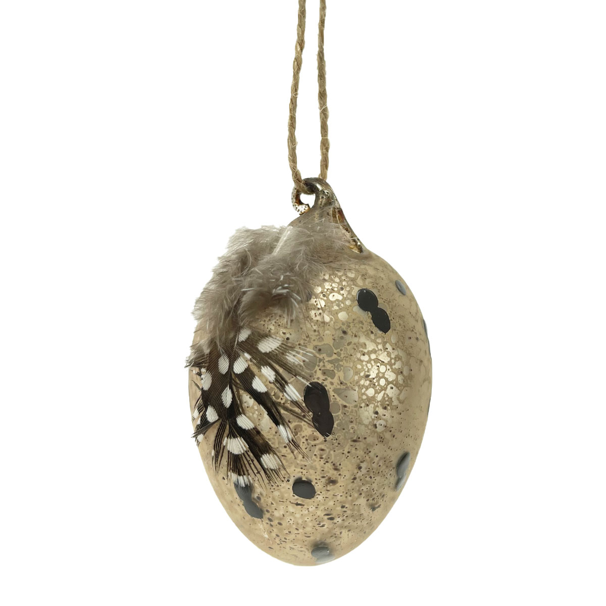 Ei braun/schwarz und Feder 7cm Hänger