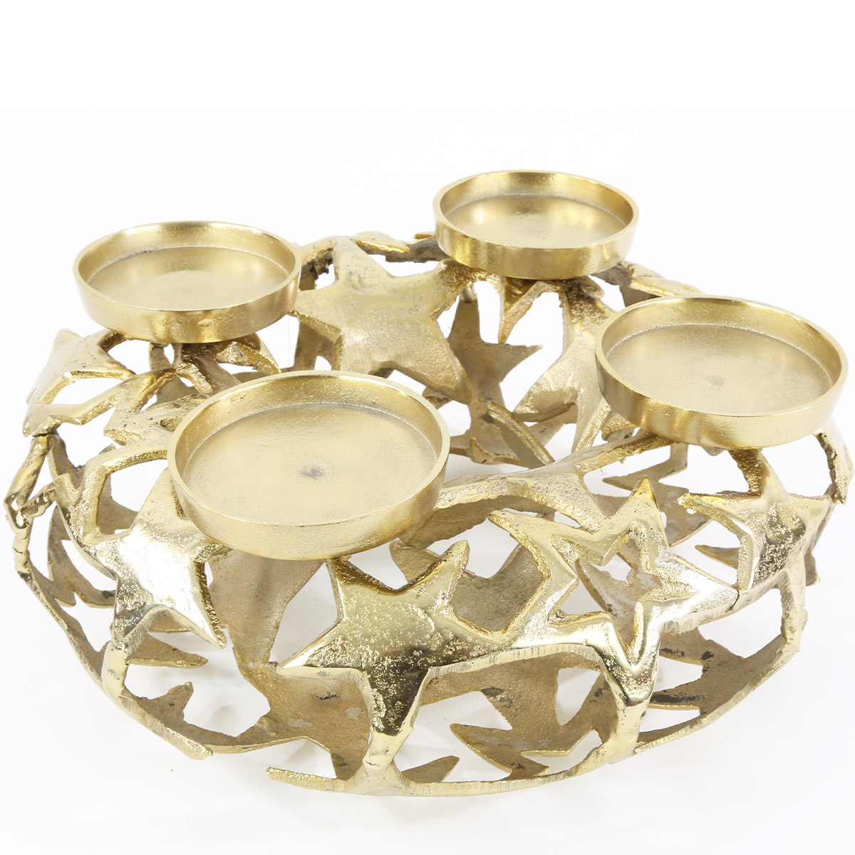 Adventskranz mit Sterne gold Ø38cm Alu