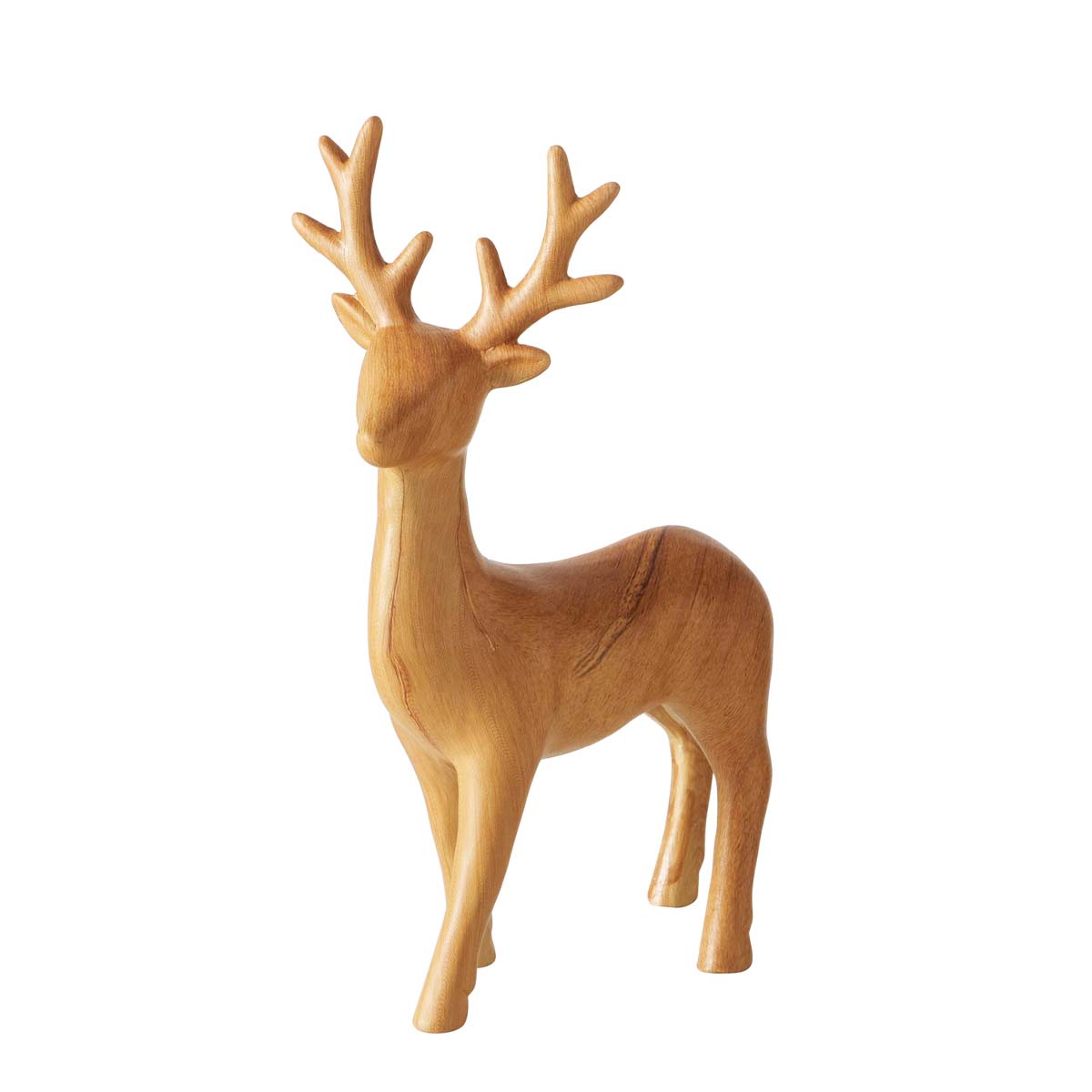 Deko Hirsch Wilhelmy, Hirsch in Holzoptik stehend, 22x17cm, Boltze Home Collections