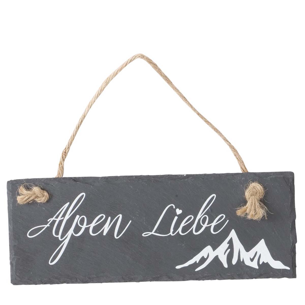 Hängetafel Alpenliebe mit Berge, Schiefertafel Sölden, 22x8cm, Boltze Home Collections
