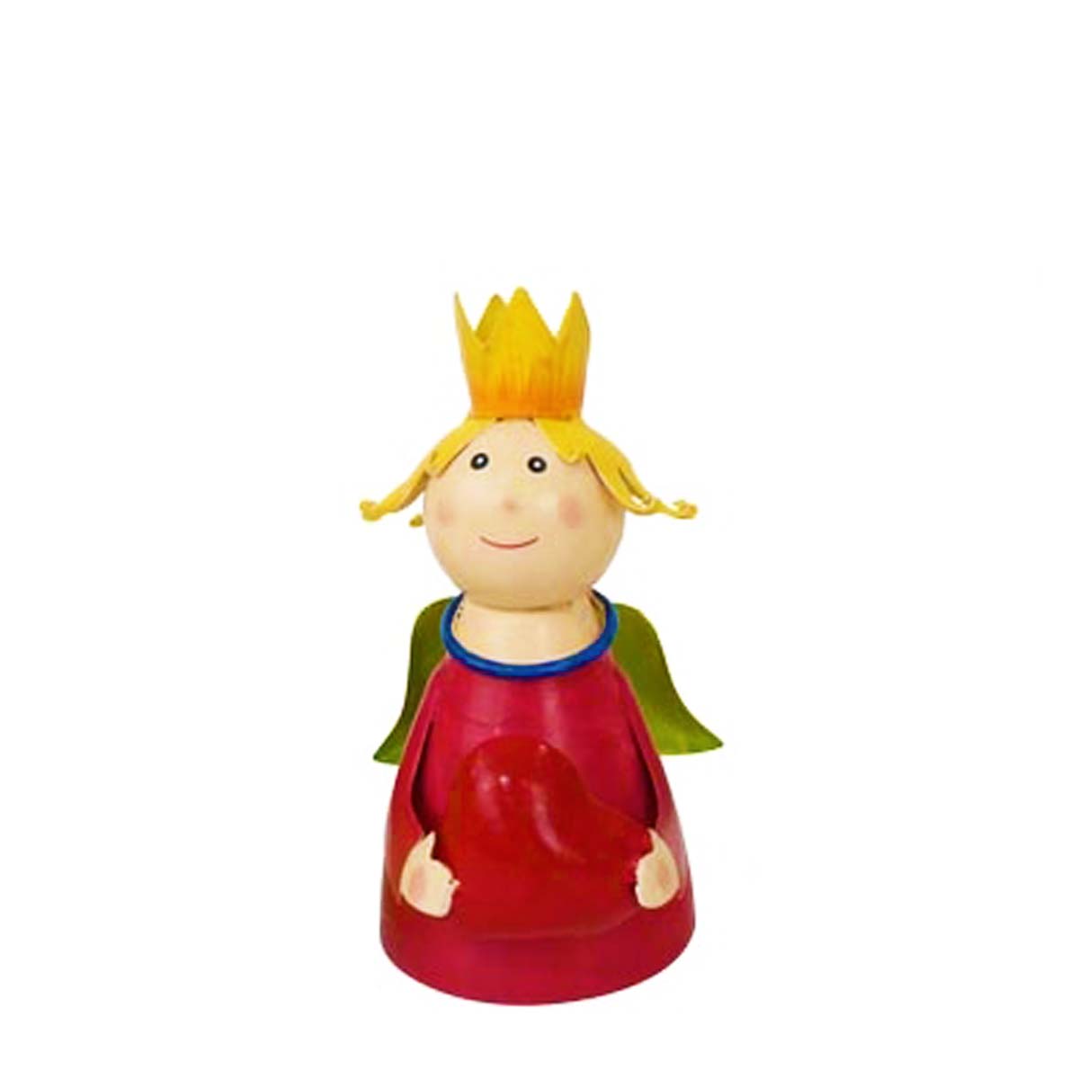 Zaunhocker Engel, Schutzengel mit Krone und Herz, rot, 14x18cm, Metall