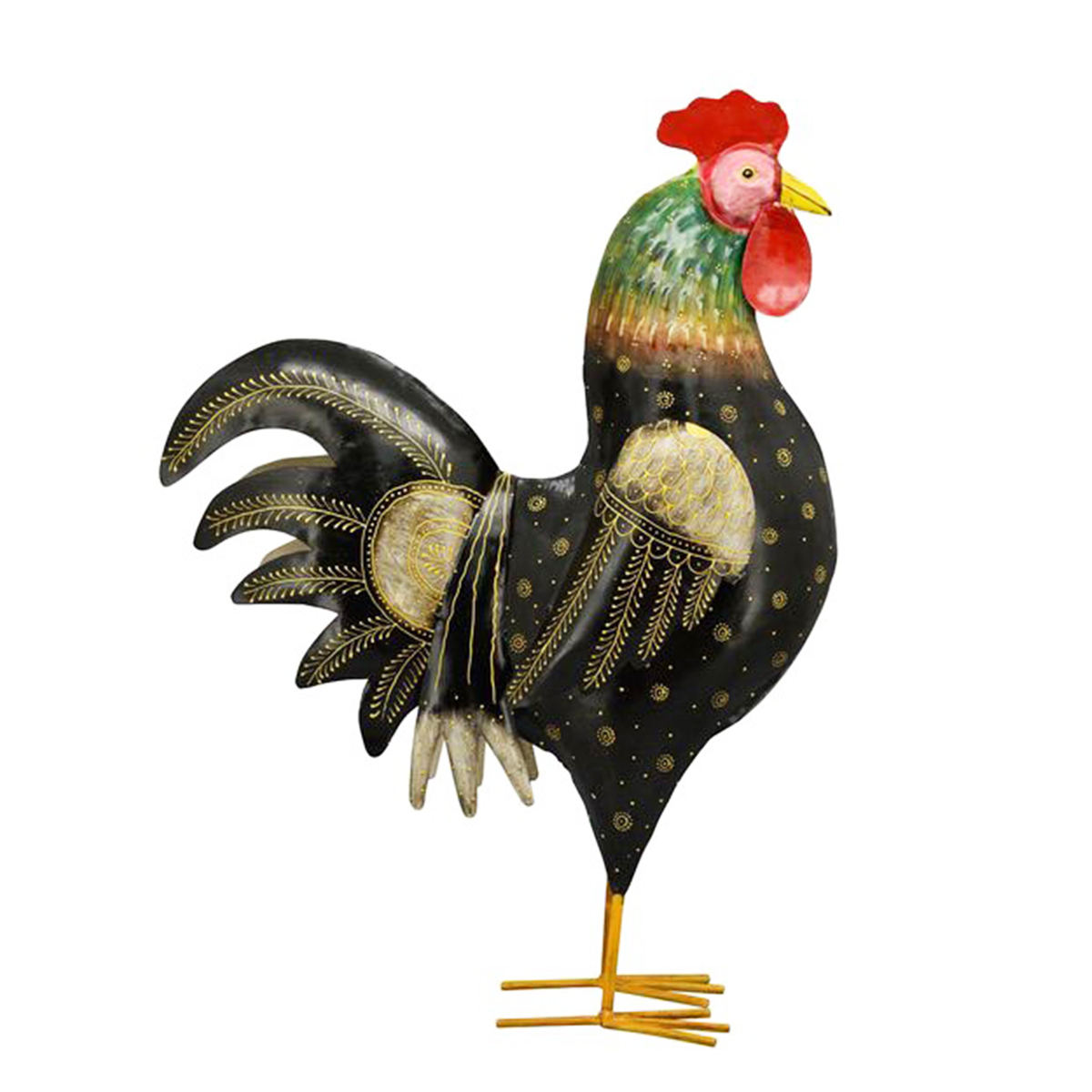 Deko Hahn, schwarz, 77cm, Metall