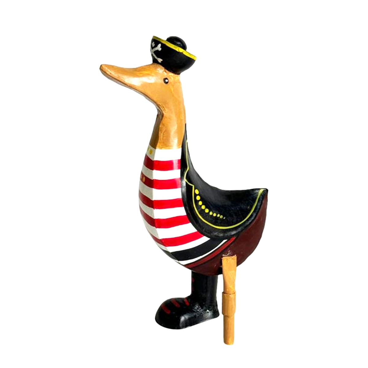 Deko Ente Pirat, Metallente Pirat mit Holzbein, 35cm, Metall  