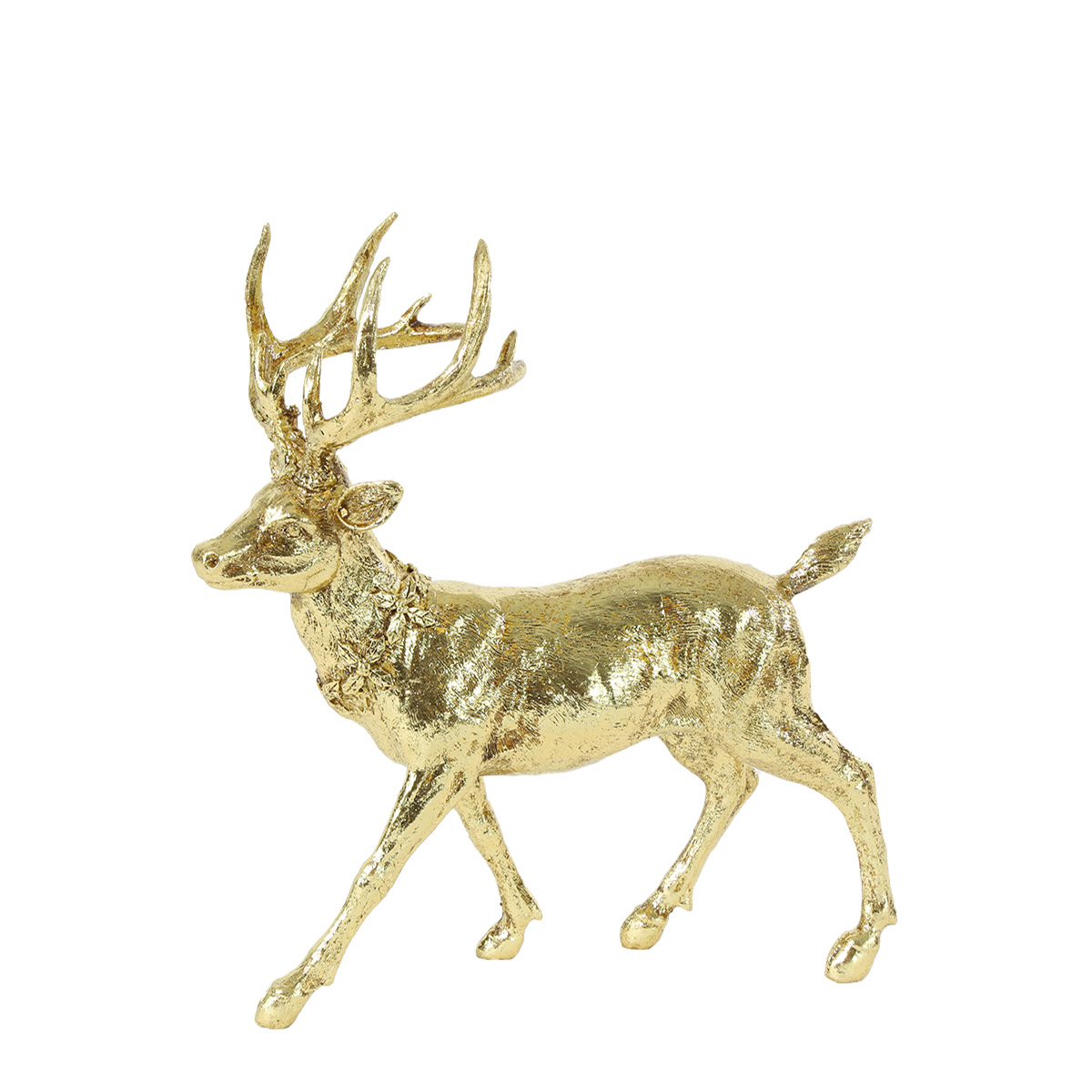 Deko Hirsch, Weihnachtshirsch gold, 23x24cm, Polyresin