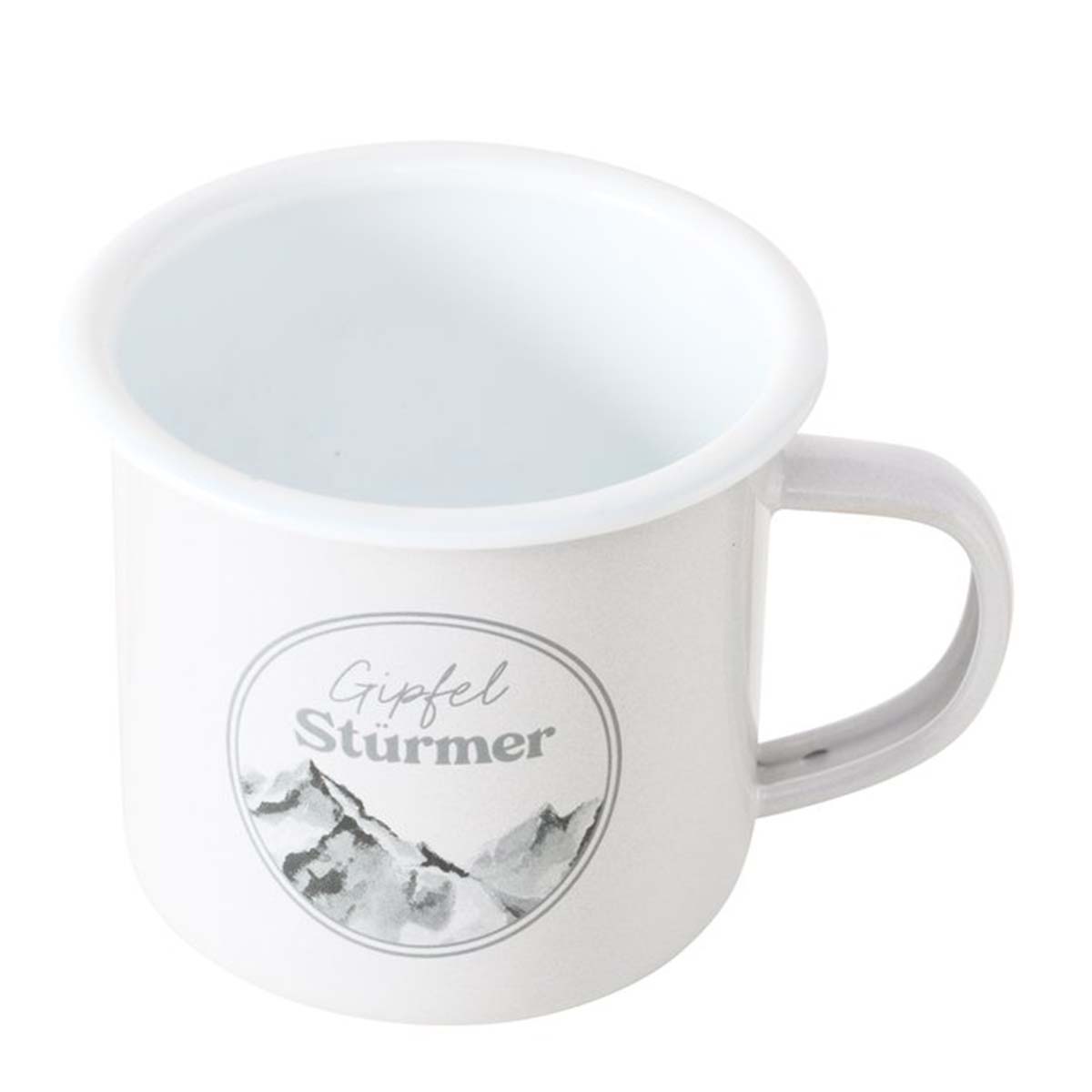 Becher Gipfelstürmer, Emaillbecher mit Henkel, 12x9cm, Boltze Home Collections