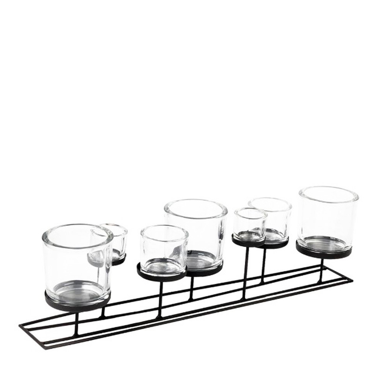 Eisen Windlicht Lincoln hoch, 7 Gläser, 70cm, dunkles grau, WMG Grünberger