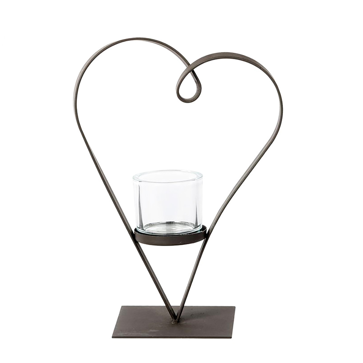 Deko Windlicht Herz Diana, Metallherz auf Fuß, 40x25cm, WMG Grünberger