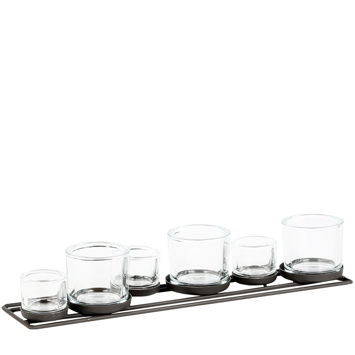 Eisen Windlicht Lincoln nieder, 6 Gläser, 50cm, dunkles grau, WMG Grünberger