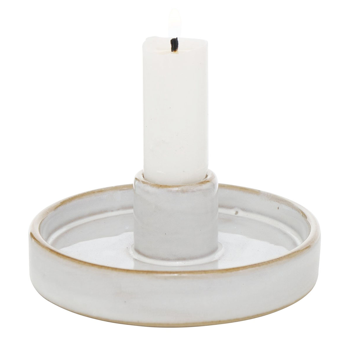 Kerzenständer Schale Marima, Keramikschale weiß für Stabkerzen, Ø10cm, Boltze Home Collections