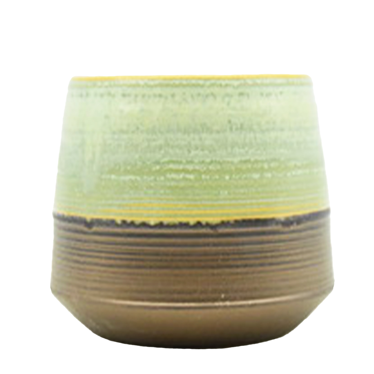 Pflanztopf Toulouse, Übertopf aus Keramik, grün-braun, 11x10cm