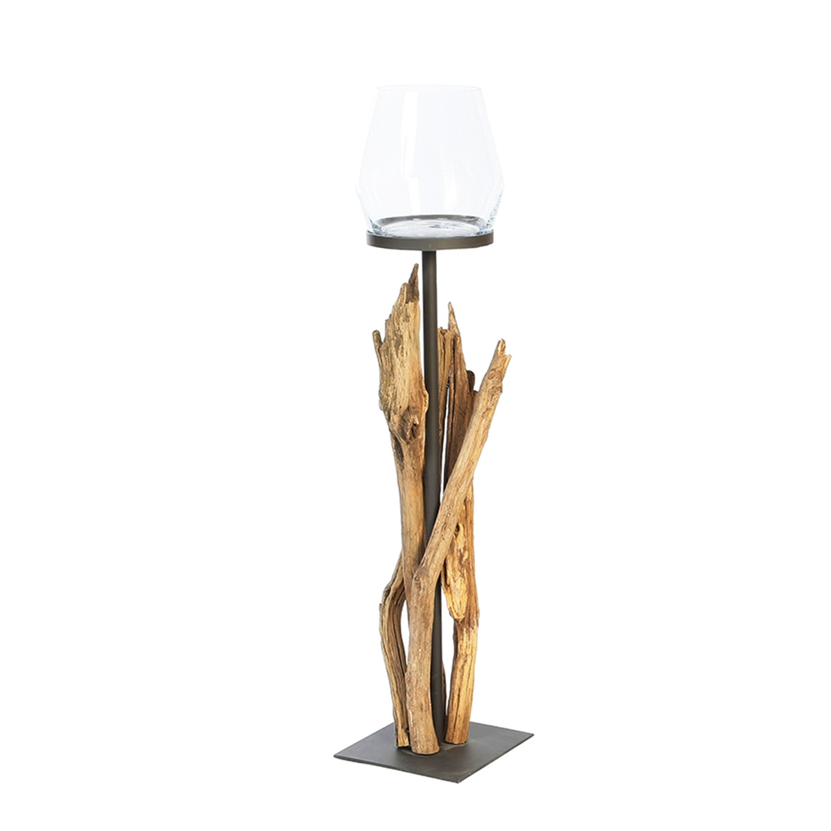 Holz Windlicht Raisa, 110cm, Naturholz, WMG Grünberger