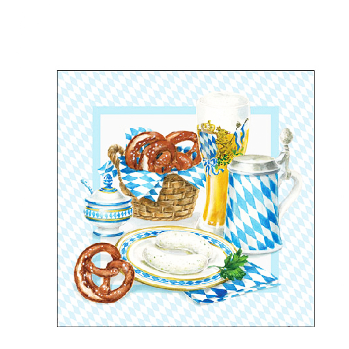 Ambiente Papierservietten Weißwurstfrühstück, White Sausage, Cocktail 25x25cm