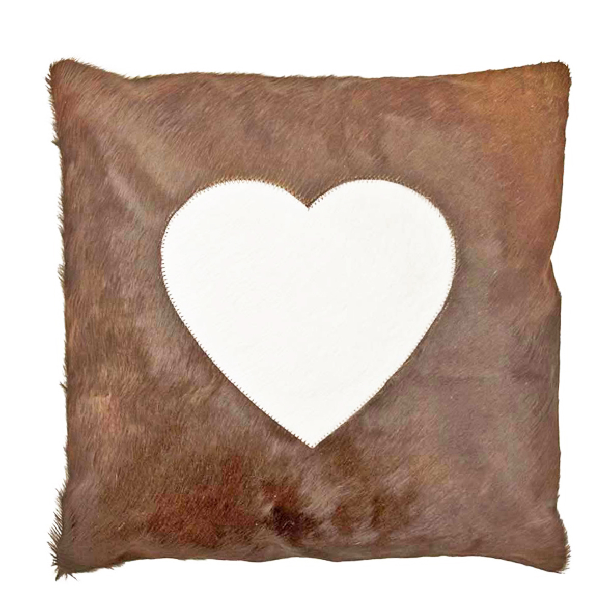 Kuhfell Kissen, Herz, braun, 45x45cm, Mars & More
