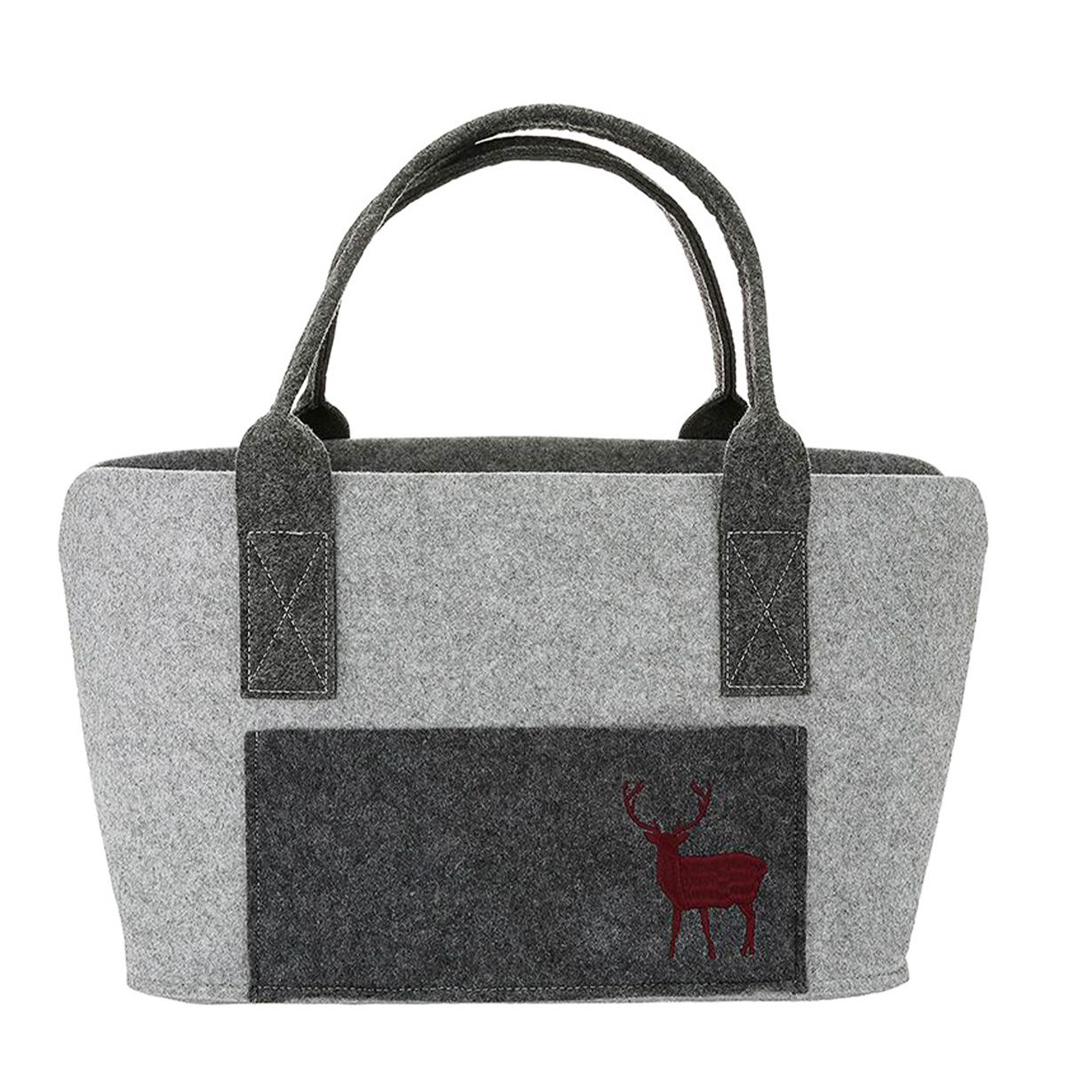 Filztasche Hirsch ,mit Seitenfach 26x44cm helles grau Gilde