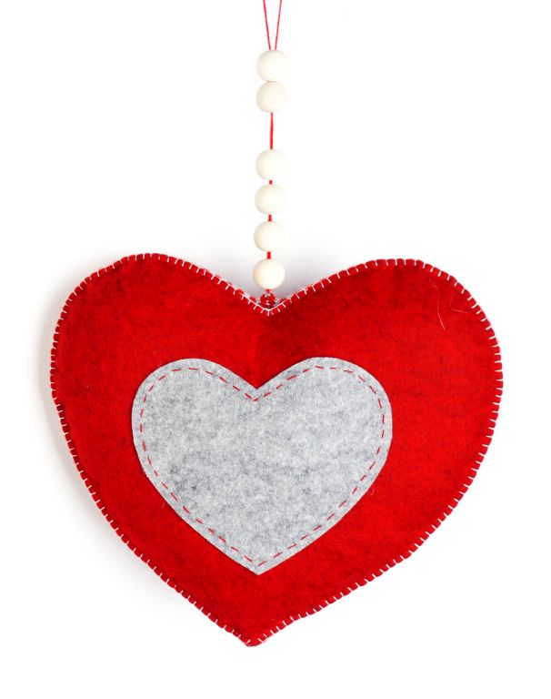 Filz Herz rot 33cm, Hänger