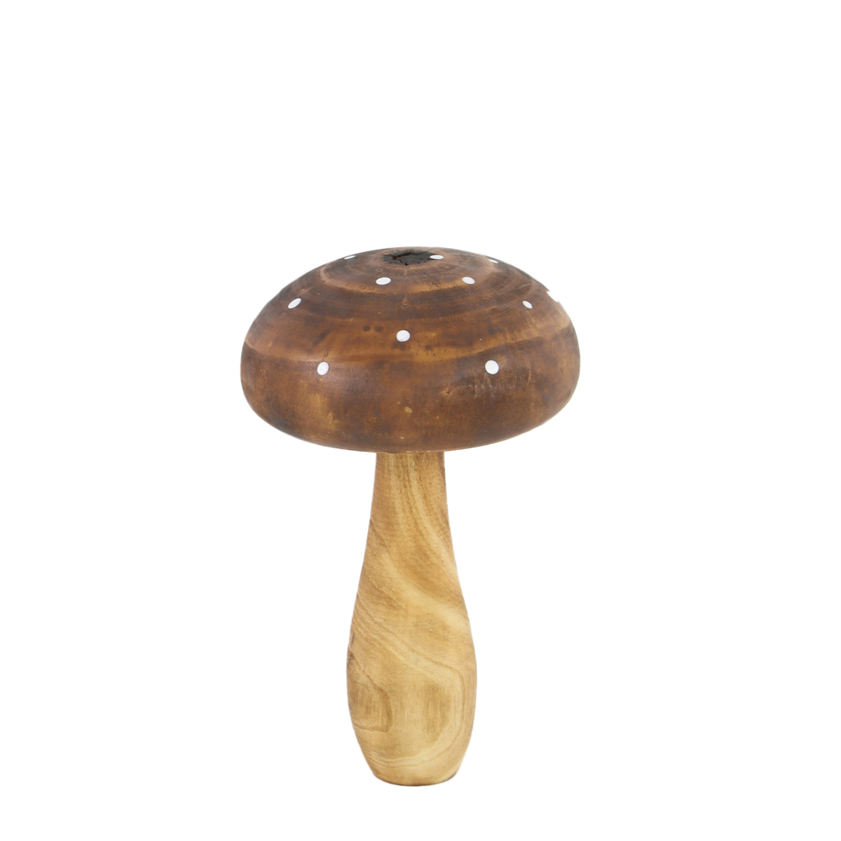 Deko Fliegenpilz, Holzpilz braun, gewölbter Hut, 5x7cm, Holz