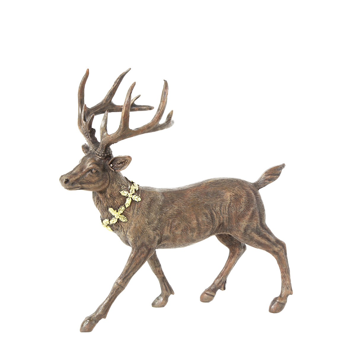 Hirsch mit Kranz braun 24cm Polyresin