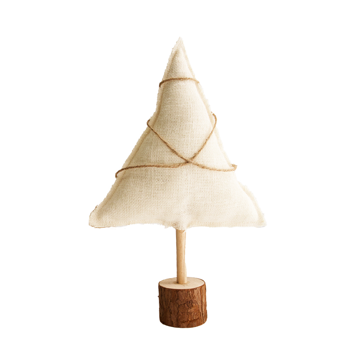 Deko Weihnachtsbaum Leinen, Jutebaum auf Holzfuß, cremeweiß, 28x42cm, Jute/Naturholz