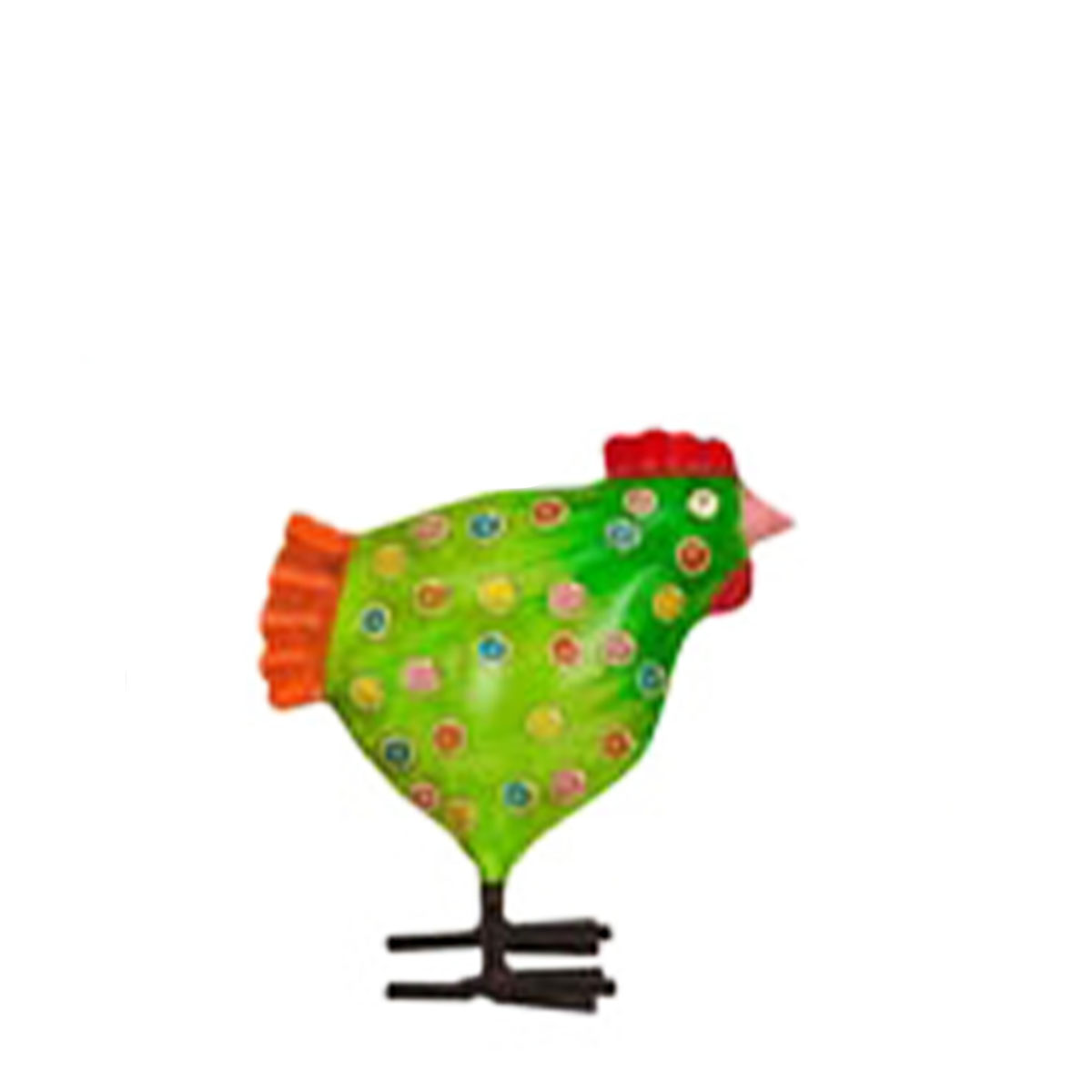 Deko Henne, Metallhenne mit Punkte, grün, 16x16cm, Metall