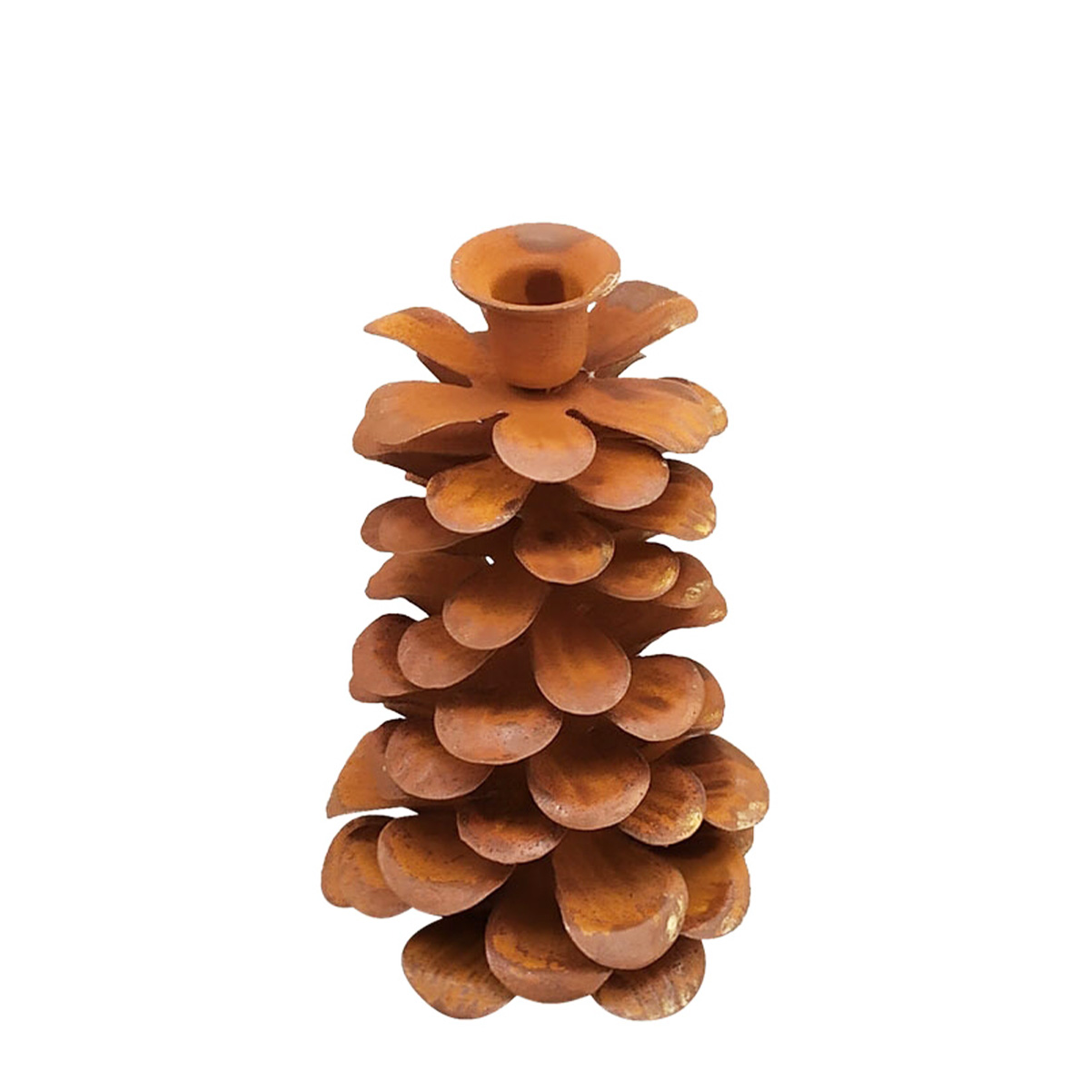 Kerzenhalter Tannenzapfen, 7x13cm, Rost