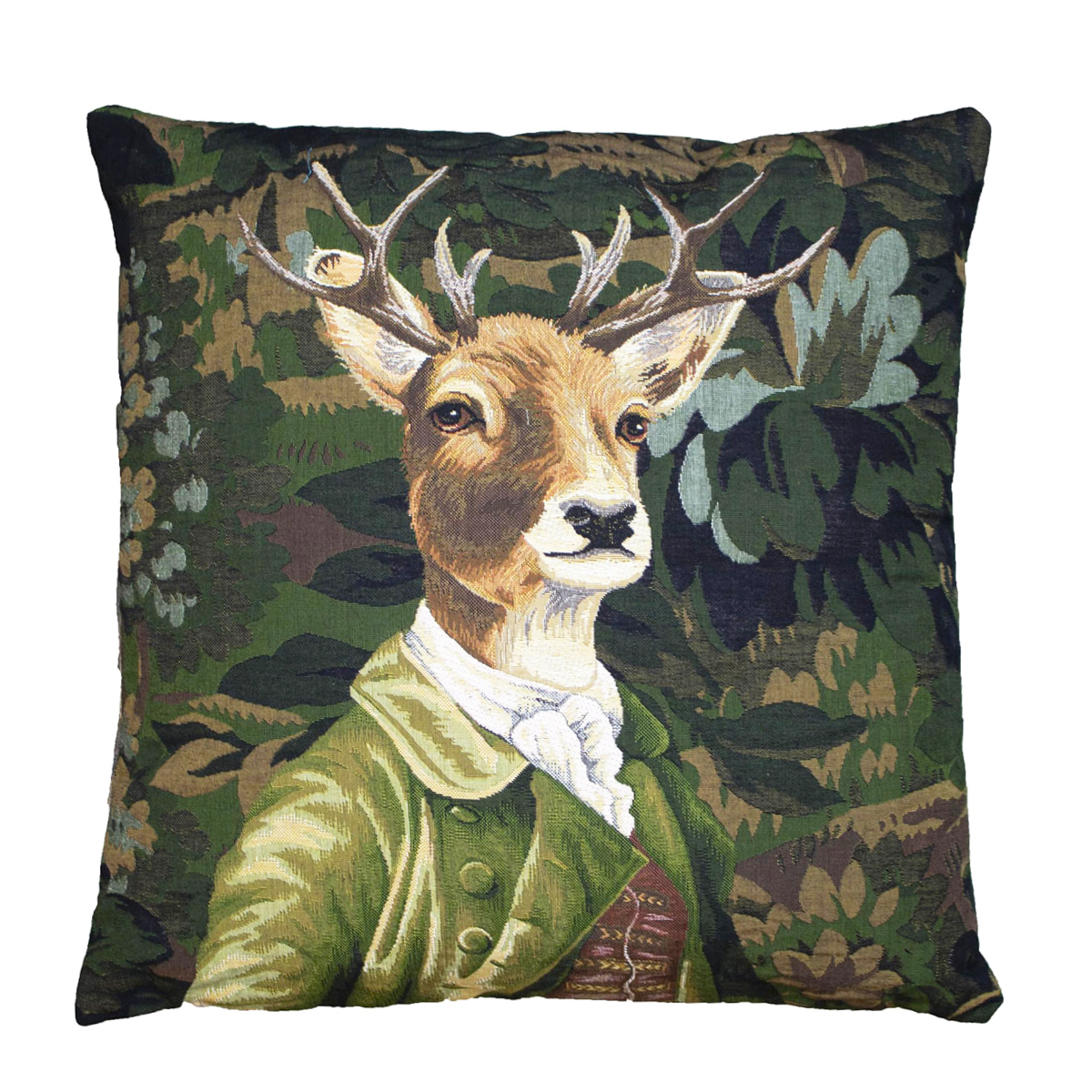 Gobelin Kissen Hirsch, Baron Hirsch grün, 45x45cm, Mars & More