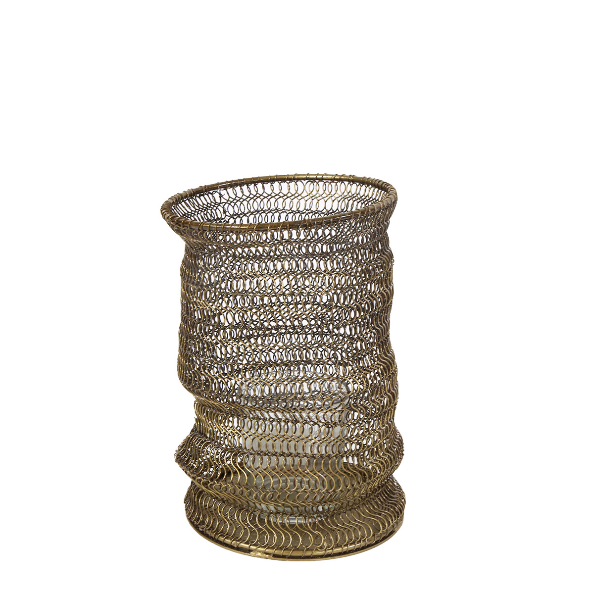 Deko Windlicht  Antik gold, Drahtgeflecht goldbraun, 20x13cm, Metall