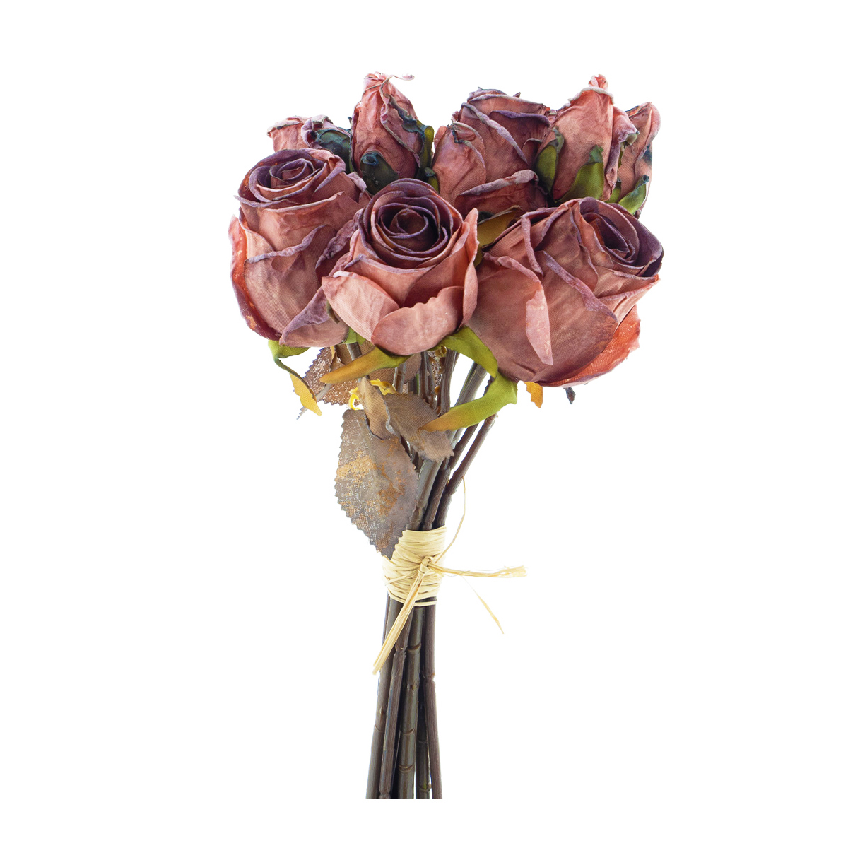 Kunstpflanze Rosen, Rosenstrauß rosa, 12St/Bund, 28cm, Nova Nature